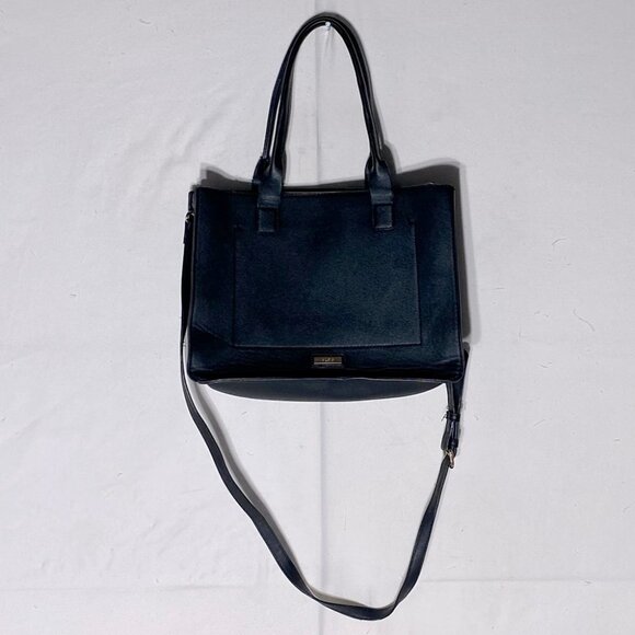 Aldo Black Faux Leather Square Tote Purse W Crossbody Strap - Picture 2 of 13